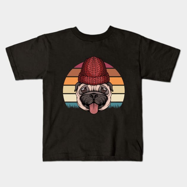 Cute pug dog retro Kids T-Shirt by sharukhdesign